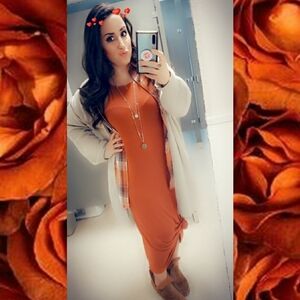 🧡GUC Cherish "High Neck Spaghetti Strap Maxi Length Dress" Rust Sz Large🧡